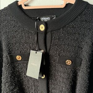 Versace Black Knit Sweater with Gold Buttons